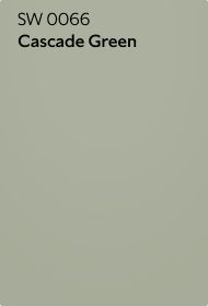 A color chip of SW 0066 Cascade Green. 
