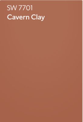 A color chip of SW 7701 Cavern Clay.