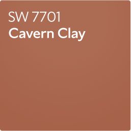 A color chip of SW 7701 Cavern Clay.