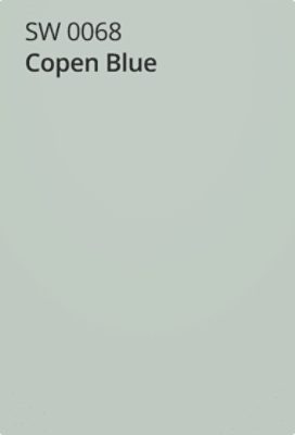 A Sherwin-Williams Color Chip for Copen Blue SW 0068.