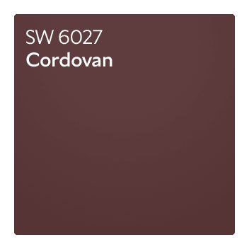 A Sherwin-Williams Color Chip for Cordovan SW 6027.