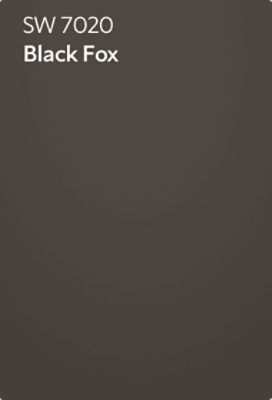 A Sherwin-Williams Color Chip for Black Fox SW 7020.