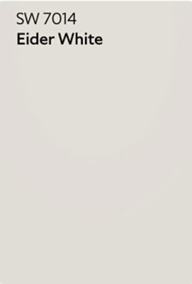 A Sherwin-Williams Color Chip for Eider White SW 7014.