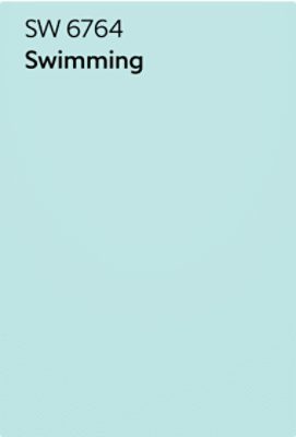 A Sherwin-Williams Color Chip for Swimming SW 6764.