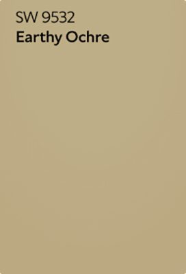A Sherwin-Williams color chip for Earthy Ochre SW 9532.