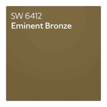 A Sherwin-Williams Color Chip for Eminent Bronze SW 6412.