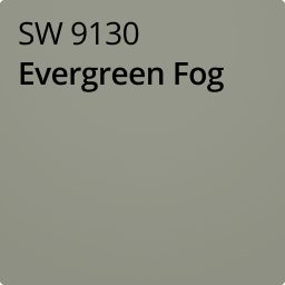 Color chip of Evergreen Fog SW 9130.