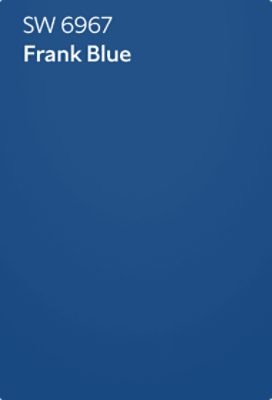 Solid blue color swatch labeled 'SW 6967 Frank Blue' in white text.