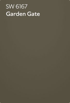 A Sherwin-Williams color chip for Garden Gate SW 6167.
