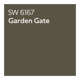 A Sherwin-Williams color chip for Garden Gate SW 6167.