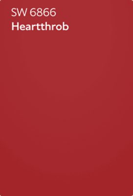 Solid red color swatch labeled 'SW 6866 Heartthrob' in white text.