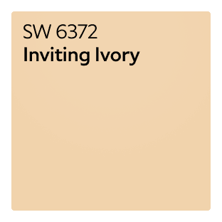 A Sherwin-Williams Color Chip for Inviting Ivory SW 6372.