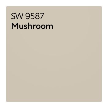 A Sherwin-Williams Color Chip for Mushroom SW 9587.