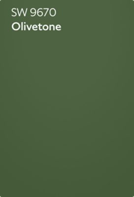 A color chip of  SW 9670 Olivetone.