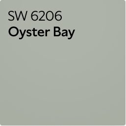 A color chip of SW 6206 Oyster Bay.