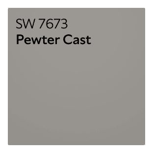 A Sherwin-Williams Color Chip for Pewter Cast SW 7673.