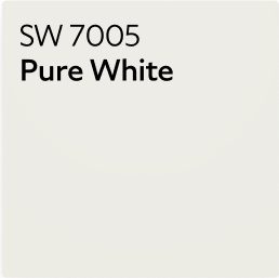 A color chip of SW 7005 Pure White.