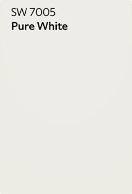 A color chip of SW 7005 Pure White.