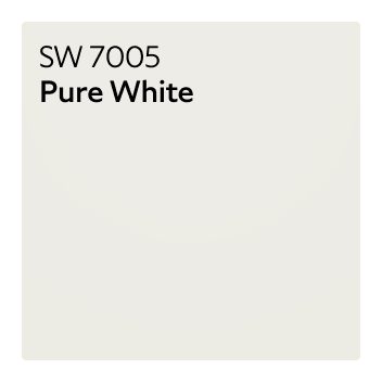 A color chip of SW 7005 Pure White.