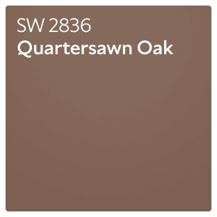 A Sherwin-Williams Color Chip for Quartersawn Oak SW 2836.