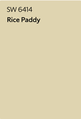 A Sherwin-Williams Color Chip for Rice Paddy SW 6414.