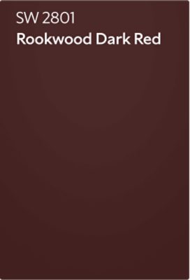 A color chip of SW 2801 Rookwood Dark Red.