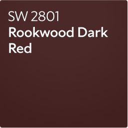 A color chip of SW 2801 Rookwood Dark Red.