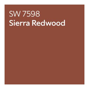 A Sherwin-Williams color chip for Sierra Redwood SW 7598.