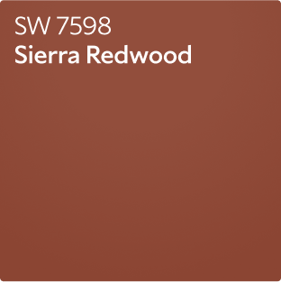A color chip for Sierra Redwood SW 7598.