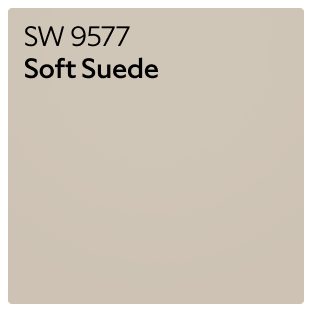 A Sherwin-Williams Color Chip for Soft Suede SW 9577.
