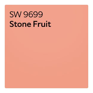 Solid peach-toned color swatch labeled 'SW 9699 Stone Fruit' in white text.