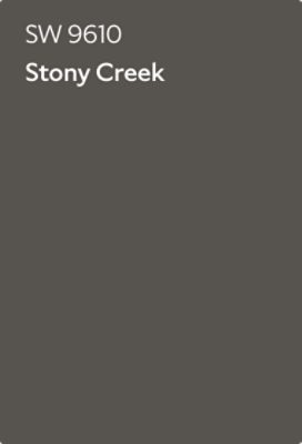 A Sherwin-Williams Color Chip for Stony Creek SW 9610.