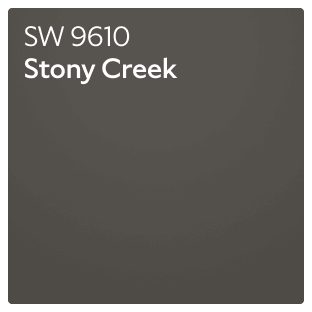 A Sherwin-Williams Color Chip for Stony Creek SW 9610.
