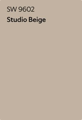 A Sherwin-Williams Color Chip for Studio Beige SW 9602.