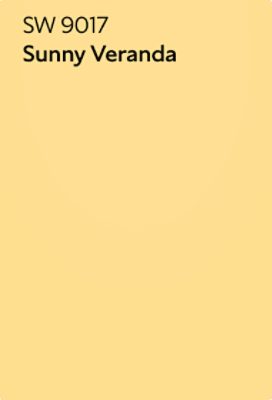 Solid yellow color swatch labeled 'SW 9017 Sunny Veranda' in white text.
