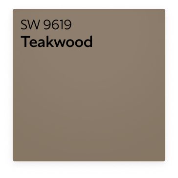 A Sherwin-Williams Color Chip for Teakwood SW 9619.