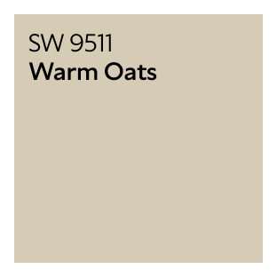A Sherwin-Williams color chip for Warm Oats SW 9511.