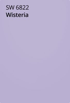 A Sherwin-Williams color chip for Wisteria SW 6822.
