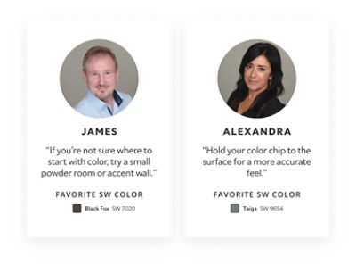 Bio cards for two color consultants.