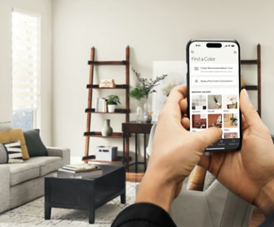 A person using their phone to Find a Color in the Color Expert app.