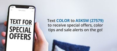 A phone with a text code to sign up for mobile alerts, tips, and exclusives.