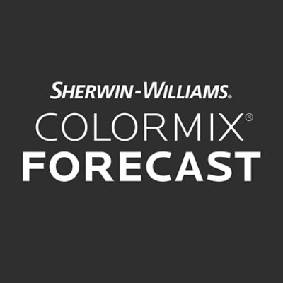 The logo for Sherwin-Williams Colormix Forecast is simple white font on an almost black background.