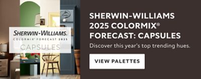 Sherwin-Williams Colormix Forecast 2025 Capsules. Discover this year's top trending hues. View palettes.