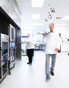 Resinous floor in commercial kitchen