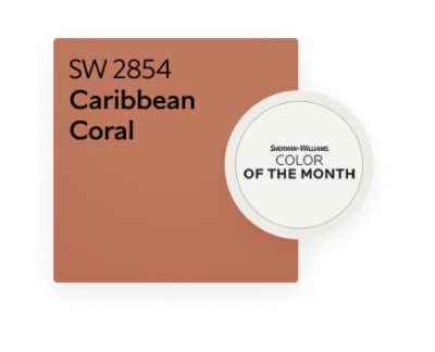Color chip of SW 2854 Caribbean Coral, April Color of the Month.