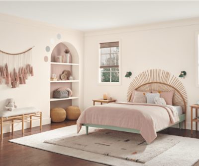 A child's bedroom painted Sashay Sand.