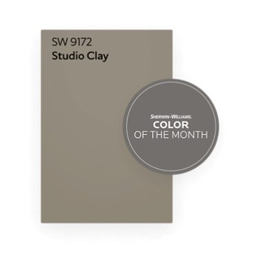 Color chip of Sherwin Williams Color of the month SW 9172 Studio Clay.