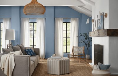 A living room painted Aleutian.
