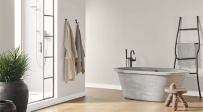 A bathroom painted Drift of Mist.