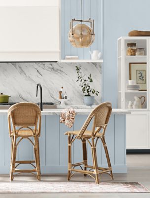 Kitchen painted in Upward SW 6239.
